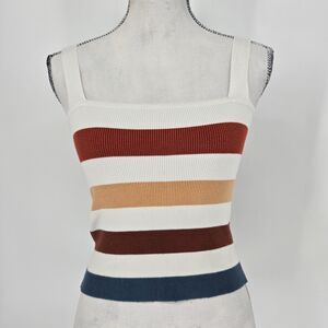 Forever 21 Knit Fitted Crop Top Colorful Stretch Ribbed Small